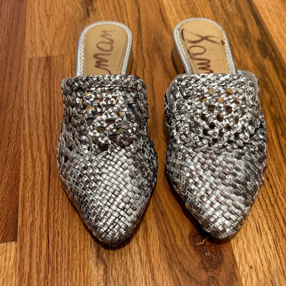 Sam Edelman Silver Textured Mules